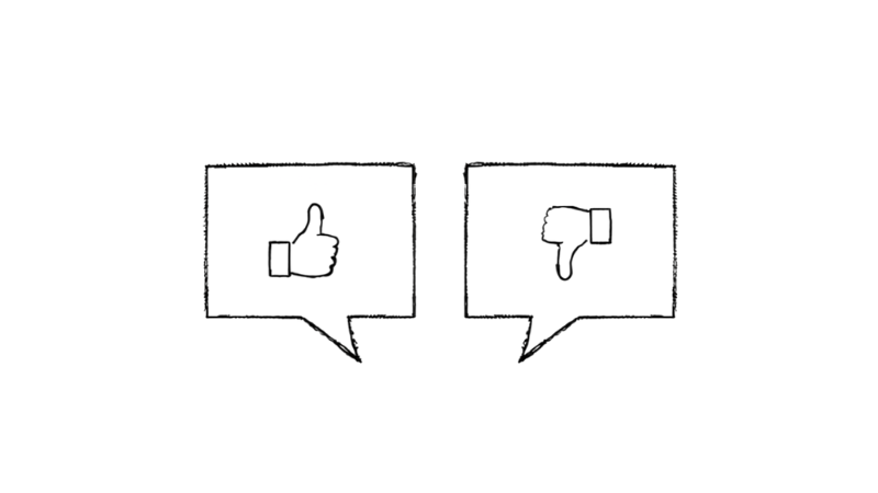 賛成と反対、両方の意見があることを示す吹き出しのイラスト